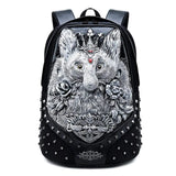 Studed Backpack Fashion 3D Ladie's Fox Animal Casual Sports Computer Travel Bag