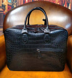 Crocodile Skin Leather luggage /Roll Aboard Suitcase Weekend/Travel Bag Trolley Case Universal Wheels 20-Inch Black