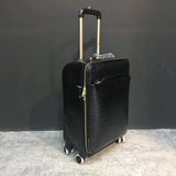 Trolley/Roll Aboard Suitcase Black Crocodile Skin Leather Weekend/Travel Bag Trolley Case Universal Wheels Box Suitcase Pull Case
