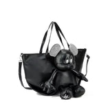 PU Leather Doll Large Tote Satchel Bags With Crystal Ear For Women Rossie Viren