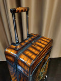 Retro Brown Crocodile  Leather Trolley/Roll Aboard Suitcase Weekend/Travel Bag Trolley Case Universal Wheels 20-Inch  With Hand Painting