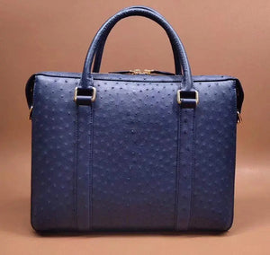 Unisex Classic Genuine Ostrich Leather Briefcase