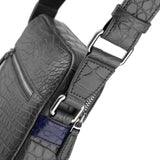 Unisex Crocodile Skin Leather Messenger Bags Dark Grey
