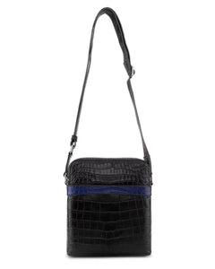 Unisex Crocodile Leather messenger bags Black