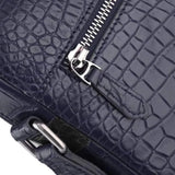 Unisex  Crocodile Leather Messenger Bags Dark Blue