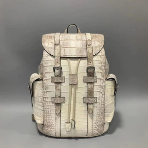 Himalaya White Crocodile Leather Backpack For Ladies