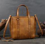 Vintage Antic Leather Shopping Tote Bag