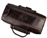 Vintage Brown Leather Wheeled Luggage Trolley Bags