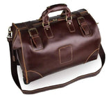 Vintage Dark  Brown Leather Wheeled Travelling Luggage Bags