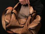 Washed Soft Woven Crocodile Skin Leather Gym Duffel Bag