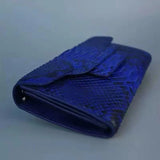 Women's Clutch Python Leather Blue