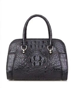 Women's Crocodile Leather Dome Satchel Bag