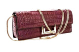 Womens Genuine Crocodile Leather Clutch With Chain Shoulder Strap For Women