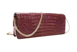 Womens Genuine Crocodile Leather Clutch With Chain Shoulder Strap For Women