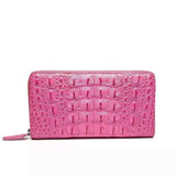 Womens Genuine Crocodile Leather Large Zip Around  Wallet For Women