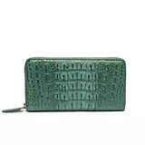 Womens Genuine Crocodile Leather Large Zip Around  Wallet For Women
