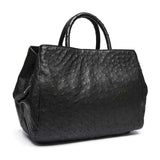 Womens Genuine Ostrich Leather Hobo Tote Bag Black