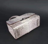 Womens Python Leather Top Handle Satchel Bag