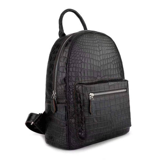 Crocodile Leather Backpack Black For Women