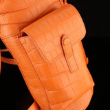 Crocodile Leather Backpack Orange