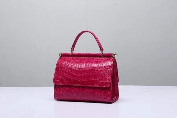Crocodile Top Handle Bag Peach