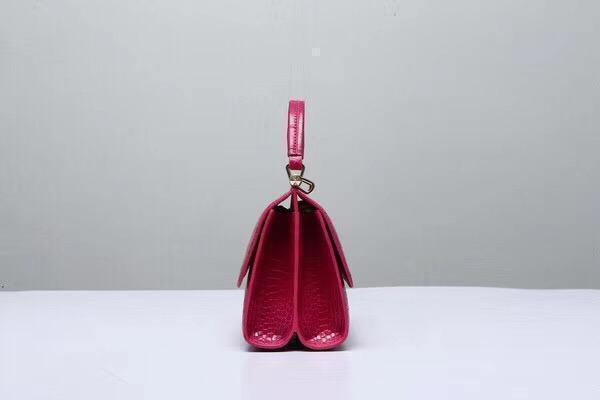 Crocodile Top Handle Bag Peach