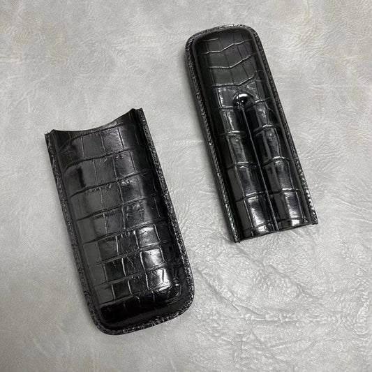 Preorder Matt Genuine Crocodile Leather Cigaretter Case Black
