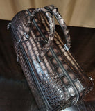 Genuine Crocodile Leather Large Travel Duffel Bags Vintage Brown