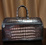 Genuine Crocodile Leather Large Travel Duffel Bags Vintage Brown