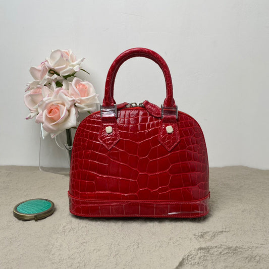 Genuine Crocodile Leather Shell Top Handle Bag For Women