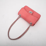 Genuine Python Skin Leather Flap Chain Bag Pink