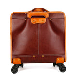 Genuine Vintage Italian Vegetable Tanned Leather 20-inch Carry-on Universal wheel Cabin Rolling Spinner Travel Luggage
