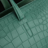 Large Matt Crocodile Leather Large Volumn Tote Duffel Bag Dark Green