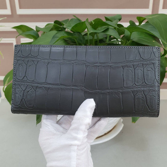 Preorder Brown Crocodile Leather Mens Suit Wallet
