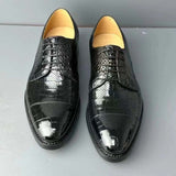Men Breathable Crocodile Leather Shoes Goodyear Formal Dress Shoes Male Office Party Wedding Shoes