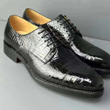 Men Breathable Crocodile Leather Shoes Goodyear Formal Dress Shoes Male Office Party Wedding Shoes
