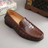Men's  Crocodile Leather Slip-On Loafers