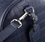 Men's Matt Genuine Crocodile Leather Travel Duffel Bags Dark Blue