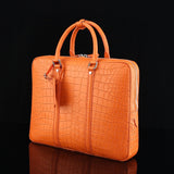 Mens Crocodile Skin Leather Travel Duffel Bag Orange