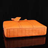 Mens Crocodile Skin Leather Travel Duffel Bag Orange