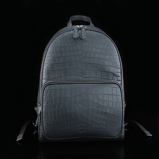 Preorder Large Matt Nile Crocodile Leather Backpack Black