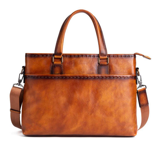 Borsa a tracolla da uomo vintage in pelle, borsa ventiquattrore