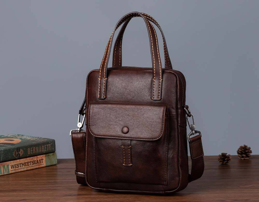 Túi đeo chéo da vintage có tay cầm cho nam