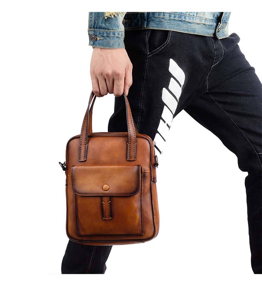 Túi đeo chéo da vintage có tay cầm cho nam