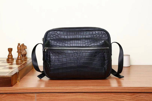 Preorder Mens Crocodile Leather Cross Body Shoulder Bag
