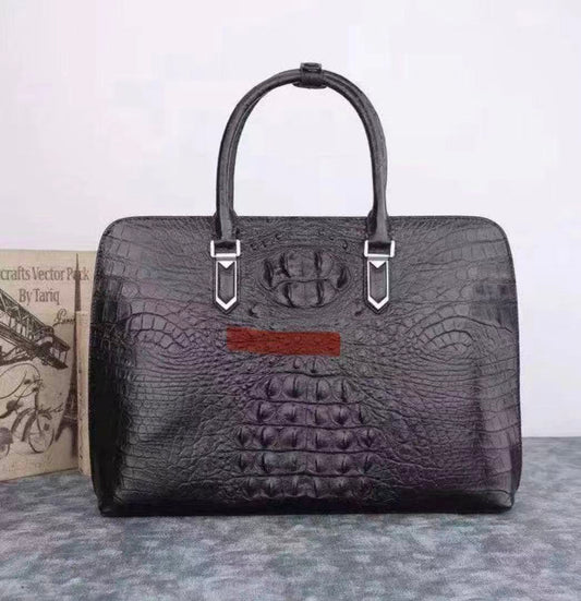 Preorder Crocodile Leather Hand Bag Shell Pack Black