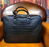 Preorder Crocodile  Skin Leather luggage /Roll Aboard Suitcase Weekend/Travel Bag Trolley Case Universal Wheels 20-Inch Black
