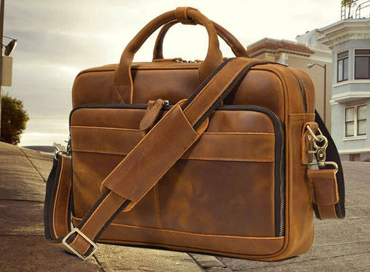 Preorder Men's Ostrich Skin Full Quill Leather Briefcase