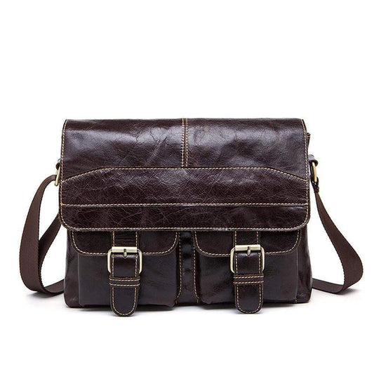 Rossie Viren Túi đeo chéo messenger da vintage cho nam, phong cách rugged