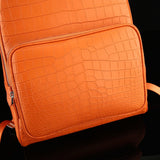 Unisex  Genuine Crocodile Leather Backpack Orange